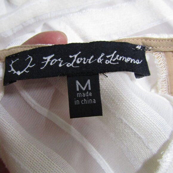 FOR LOVE & LEMONS M  White Chevron Stripe Boho Mini Dress Neutral Coastal Sheer - Picture 8 of 11